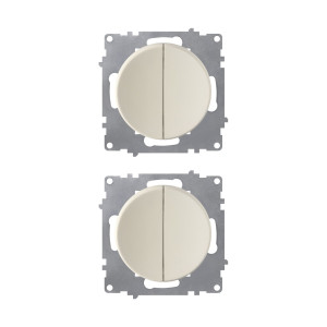 ONEKEYELECTRO Interrupteur double, 1 voie (pack de 2)-"Beige 2 piéces"