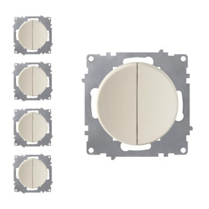 ONEKEYELECTRO Interrupteur double, 1 voie (pack de 5)-"Beige 5 piéces"