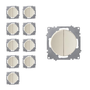 ONEKEYELECTRO Interrupteur double, 1 voie (pack de 10)-"Beige 10 piéces"