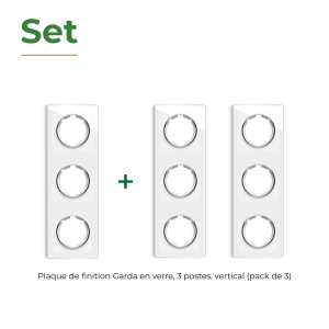 ONEKEYELECTRO Plaque de finition en verre Garda, 3 postes, vertical (pack 3)-"Blanc"