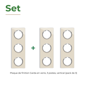 ONEKEYELECTRO Plaque de finition en verre Garda, 3 postes, vertical (pack 3)-"Beige"