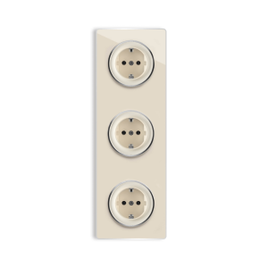ONEKEYELECTRO Plaque 3 postes Garda Vertical + 3 Prises avec terre-"Beige"