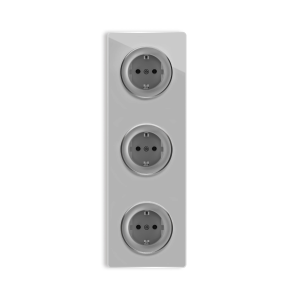 ONEKEYELECTRO Plaque 3 postes Garda Vertical + 3 Prises avec terre-"Gris"