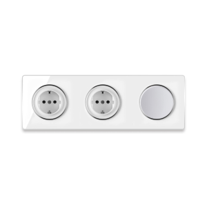 WARMON Plaque de finition 3 postes, Série Garda horizontal + 2 Prises de courant avec terre + 1 Interrupteur simple