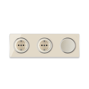ONEKEYELECTRO Plaque 3 postes Garda horizontal + 2 Prises avec terre + 1 Interrupteur simple-"Beige"