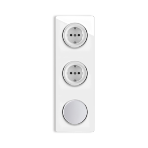 ONEKEYELECTRO Plaque 3 postes Garda vertical + 2 Prises avec terre + 1 Interrupteur simple-"Beige"