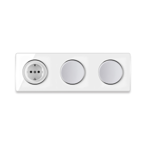 ONEKEYELECTRO Plaque 3 postes Garda horizontale + 1 Prise avec terre + 2 Interrupteurs simples-"Gris"