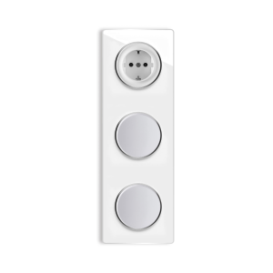 ONEKEYELECTRO Plaque 3 postes Garda verticale + 1 Prise avec terre + 2 Interrupteurs simples-"Gris"