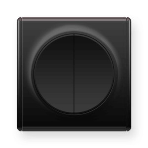 ONEKEYELECTRO Interrupteur double, 1 voie avec plaque de finition Florence-"Noir"