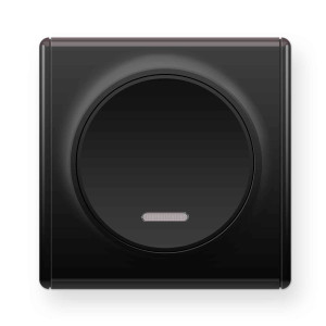 ONEKEYELECTRO Interrupteur simple allumage, avec témoin lumineux, 1 voie avec plaque de finition Florence-"Noir"
