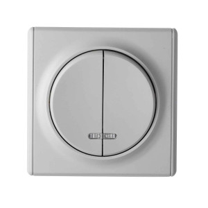 ONEKEYELECTRO Interrupteur double, simple allumage, témoin lumineux, 1 voie, encastré, avec plaque de finition Florence-"Gris"