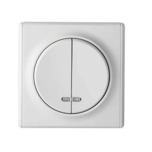 ONEKEYELECTRO Interrupteur double, simple allumage, témoin lumineux, 1 voie, encastré, avec plaque de finition Florence-"Blanc"