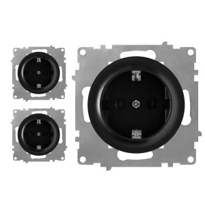 ONEKEYELECTRO Prise avec terre, bornes à  vis (pack de 3)-"Noir 3 piéces"