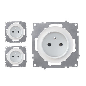 WARMON Lot de 3 prises de courant avec terre 16A   mécanismes à assembler   blanc