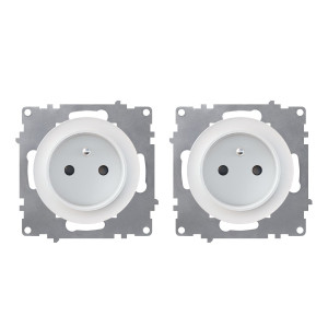 WARMON Lot de 2 prises de courant avec terre 16A   mécanismes à assembler   blanc
