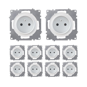 WARMON Lot de 10 prises de courant avec terre 16A   mécanismes à assembler   blanc