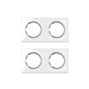 ONEKEYELECTRO Plaque de finition Garda en verre, horizontal, 2 postes (pack 2)-"Blanc"