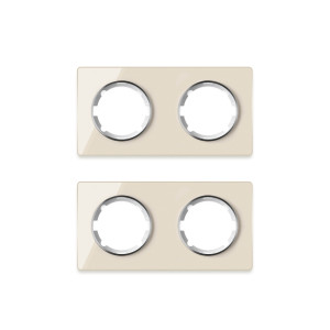 ONEKEYELECTRO Plaque de finition Garda en verre, horizontal, 2 postes (pack 2)-"Beige"