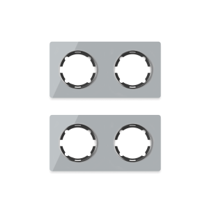 ONEKEYELECTRO Plaque de finition Garda en verre, horizontal, 2 postes (pack 2)-"Gris"