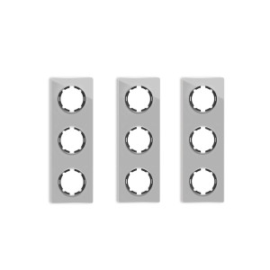 ONEKEYELECTRO Plaque de finition en verre Garda, 3 postes, vertical (pack 3)-"Gris"