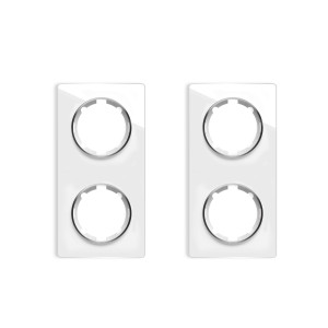 ONEKEYELECTRO Plaque de finition Garda en verre, 2 postes, vertical (pack 2)-"Blanc"