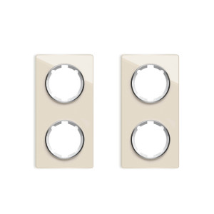 ONEKEYELECTRO Plaque de finition Garda en verre, 2 postes, vertical (pack 2)-"Beige"