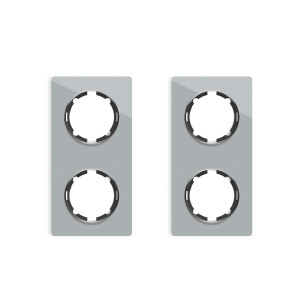 ONEKEYELECTRO Plaque de finition Garda en verre, 2 postes, vertical (pack 2)-"Gris"