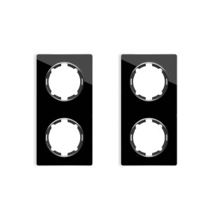 ONEKEYELECTRO Plaque de finition Garda en verre, 2 postes, vertical (pack 2)-"Noir"