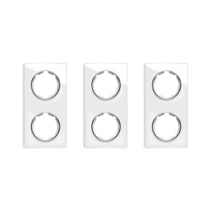 ONEKEYELECTRO Plaque de finition Garda en verre, 2 postes, vertical (pack 3)-"Blanc"