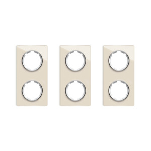 ONEKEYELECTRO Plaque de finition Garda en verre, 2 postes, vertical (pack 3)-"Beige"
