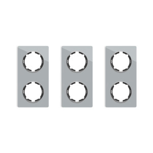 ONEKEYELECTRO Plaque de finition Garda en verre, 2 postes, vertical (pack 3)-"Gris"