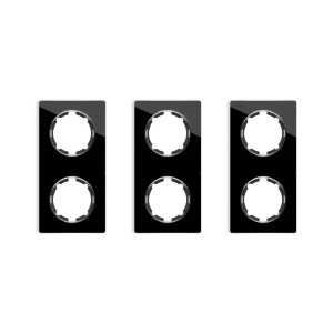 ONEKEYELECTRO Plaque de finition Garda en verre, 2 postes, vertical (pack 3)-"Noir"