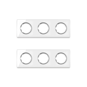 ONEKEYELECTRO Plaque de finition Garda en verre, horizontal, 3 postes (pack 2)-"Blanc"