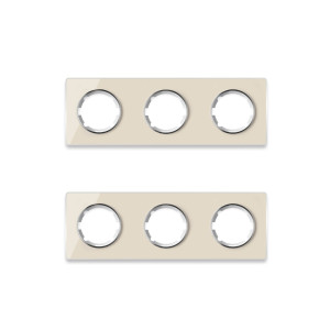 ONEKEYELECTRO Plaque de finition Garda en verre, horizontal, 3 postes (pack 2)-"Beige"