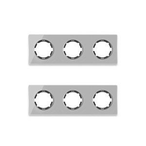 ONEKEYELECTRO Plaque de finition Garda en verre, horizontal, 3 postes (pack 2)-"Gris"