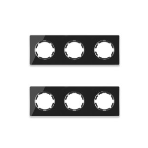 ONEKEYELECTRO Plaque de finition Garda en verre, horizontal, 3 postes (pack 2)-"Noir"