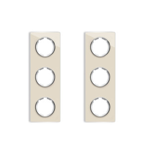 ONEKEYELECTRO Plaque de finition en verre Garda, 3 postes, vertical (pack 2)-"Beige"