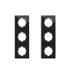 ONEKEYELECTRO Plaque de finition en verre Garda, 3 postes, vertical (pack 2)-"Noir"