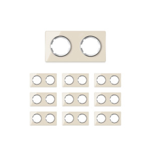 ONEKEYELECTRO Plaque de finition Garda en verre, horizontal, 2 postes (pack 10)-"Beige"