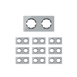 ONEKEYELECTRO Plaque de finition Garda en verre, horizontal, 2 postes (pack 10)-"Gris"