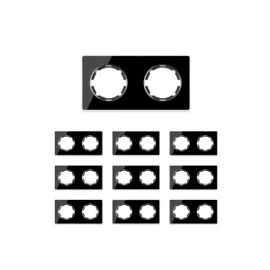 ONEKEYELECTRO Plaque de finition Garda en verre, horizontal, 2 postes (pack 10)-"Noir"