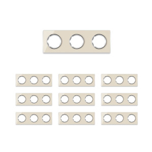 ONEKEYELECTRO Plaque de finition Garda en verre, horizontal, 3 postes (pack 10)-"Beige"