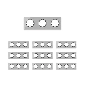 ONEKEYELECTRO Plaque de finition Garda en verre, horizontal, 3 postes (pack 10)-"Gris"