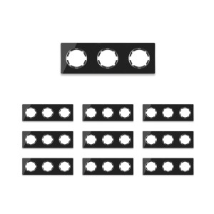 ONEKEYELECTRO Plaque de finition Garda en verre, horizontal, 3 postes (pack 10)-"Noir"