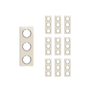 ONEKEYELECTRO Plaque de finition en verre Garda, 3 postes, vertical (pack 10)-"Beige"