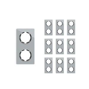 ONEKEYELECTRO Plaque de finition Garda en verre, 2 postes, vertical (pack 10)-"Gris"