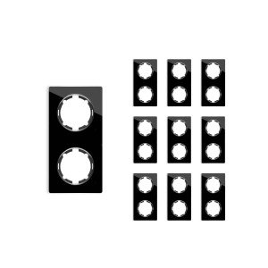 ONEKEYELECTRO Plaque de finition Garda en verre, 2 postes, vertical (pack 10)-"Noir"
