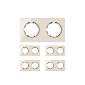 ONEKEYELECTRO Plaque de finition Garda en verre, horizontal, 2 postes (pack 5)-"Beige"