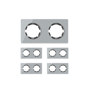 ONEKEYELECTRO Plaque de finition Garda en verre, horizontal, 2 postes (pack 5)-"Gris"