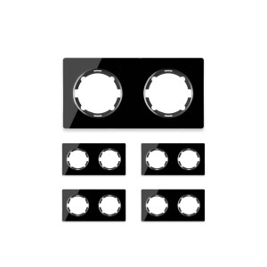 ONEKEYELECTRO Plaque de finition Garda en verre, horizontal, 2 postes (pack 5)-"Noir"
